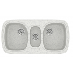 Νεροχύτης Γρανιτένιος Συνθετικός Sanitec Classic 303 (96x51) με 2 Ίσες Γούρνες & 1 βοηθητική Granite White